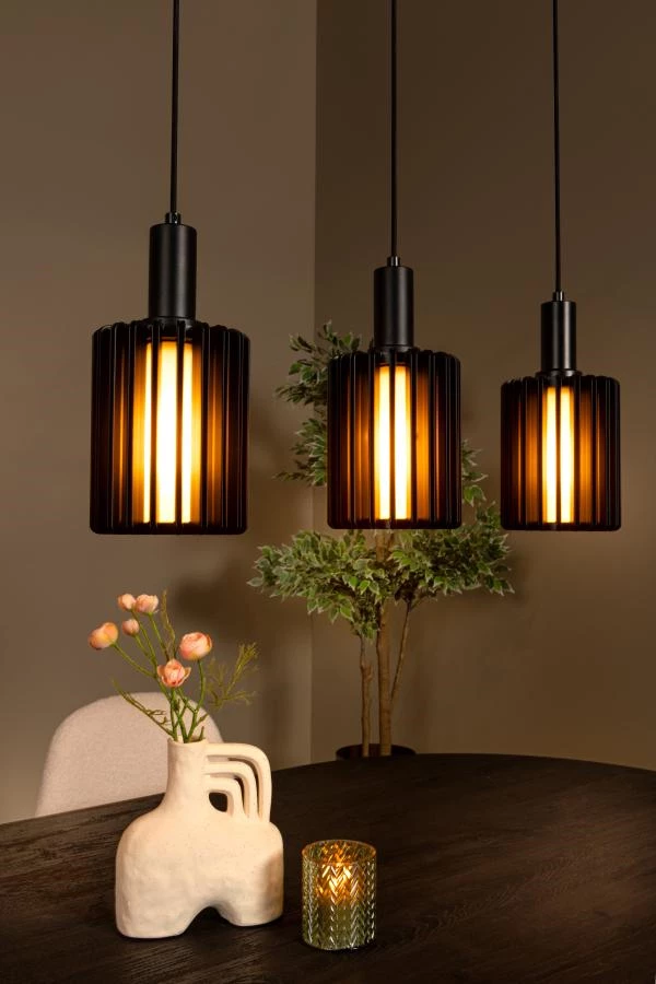 Lucide LAMBRES - Suspension - 5xE27 - Noir - ambiance 2